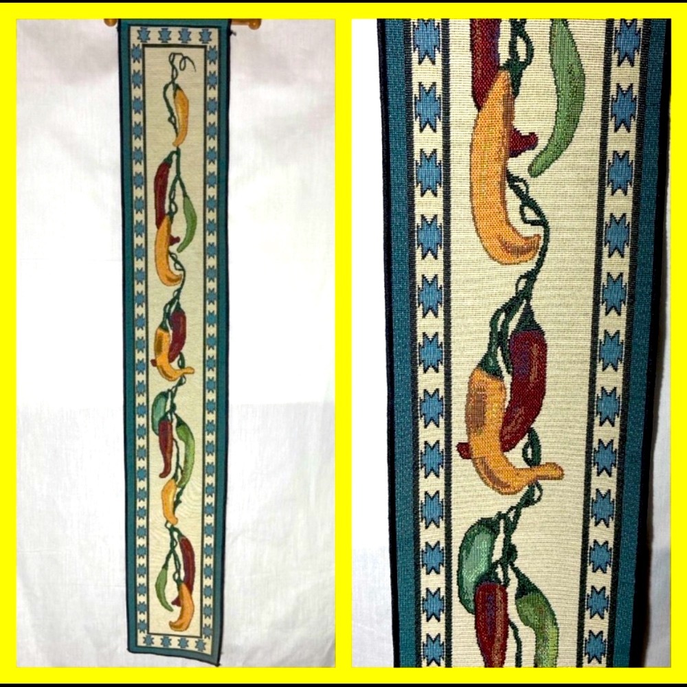 South Western Wall Tapestry with Chili Peppers. 6 X 40.5 inches.